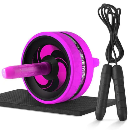 2-in-1 Ab Roller and Jump Rope Set with Mat - Noiseless Abdominal Wheel for Arm, Waist, Leg Exercises and Gym Fitness